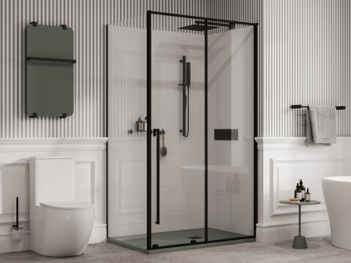 Душевой уголок Allen Brau Fantasy 3.11006.31 + 3.11013.31 120х90 стекло прозрачное профиль черный матовый без поддона - фото 4